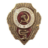 Metallabzeichen der sowjetischen Armee aus Messing für herausragende Leistungen im Sanitärdienst, russische Auszeichnung der UdSSR