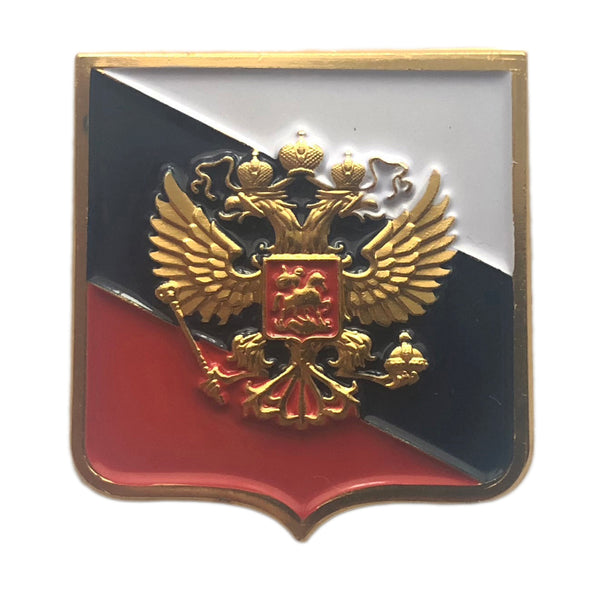 Russian Flag with Imperial Eagle Coat of Arms Badge