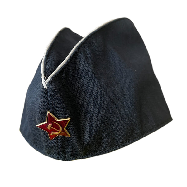 Russian Navy Uniform Military Black Pilotka Hat Cap Soviet USSR Badge
