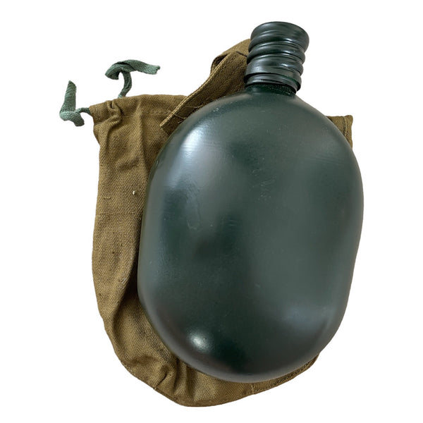 Genuine Soviet USSR Russian Army Military Dark Green Water Vodka Flask Bottle Belt Case