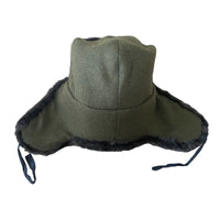 USSR Russian Military Style Grey Faux Fur Winter Ushanka Hat Soviet Army Badge