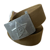 USSR Russian Soviet Army Military Soldier Uniform Canvas Belt Grey Buckle