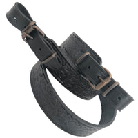 Embossed Ornament Black Leather Rifle Sling Shotgun Air Gun Strap Hunting Shooting