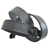 Embossed Ornament Black Leather Rifle Sling Shotgun Air Gun Strap Hunting Shooting