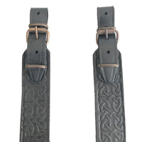 Embossed Ornament Black Leather Rifle Sling Shotgun Air Gun Strap Hunting Shooting