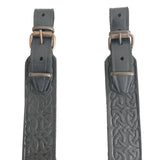 Embossed Ornament Black Leather Rifle Sling Shotgun Air Gun Strap Hunting Shooting