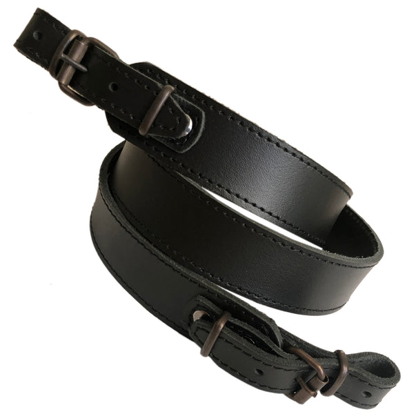 Black Genuine Leather Plain Sling Rifle Shotgun Air Gun Strap Hunting Shooting