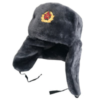 Authentic Russian Military Grey Ushanka Hat Soviet Soldier Red Army Badge