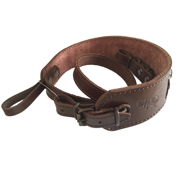 Brown Braided Leather Hunting Rifle Sling Prism Shape Strap