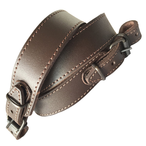 Brown Genuine Leather Plain Sling Rifle Shotgun Air Gun Strap Hunting Shooting