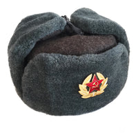 Russian Soviet Military USSR Army Cossack Trapper Fur Ushanka Winter Hat Badge - USSR HOUSE LIMITED