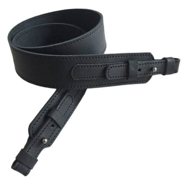 Black Leather Hunting Rifle Plain Wide Sling Shotgun Air Gun Strap