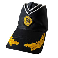 Russian Navy Black Pilotka Garrison Style Baseball Cap Soviet Navy Embroidery