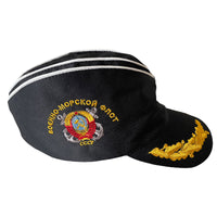 Russian Navy Black Pilotka Garrison Style Baseball Cap Soviet Navy Embroidery