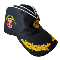 Russian Navy Black Pilotka Garrison Style Baseball Cap Soviet Navy Embroidery