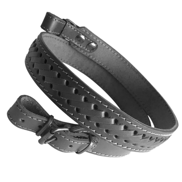 Black Braided Leather Rifle Sling Shotgun Air Gun Strap Hunting Shooting
