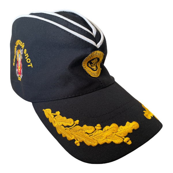 Russian Navy Black Pilotka Garrison Style Baseball Cap Soviet Navy Embroidery