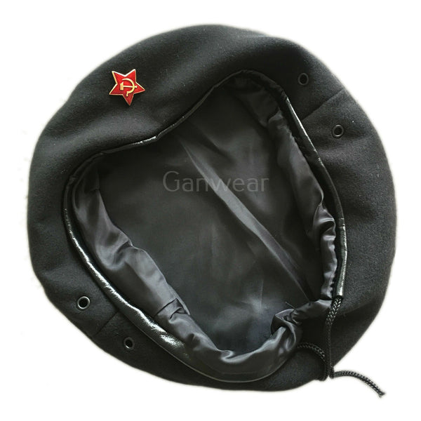 USSR Soviet Russian Army Style Black CHE GUEVARA Beret Hat Cap OMON MVD Badge